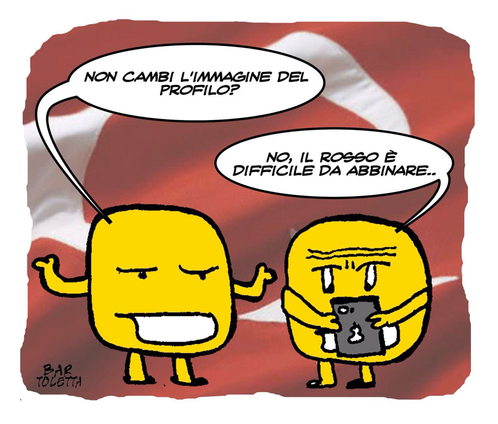 - Non cambi l'immagine del profilo? - No il rosso è difficile da abbinare